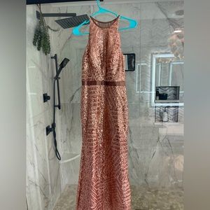 Cache size 4 gold dress . Used once . Excellent condition long gown
